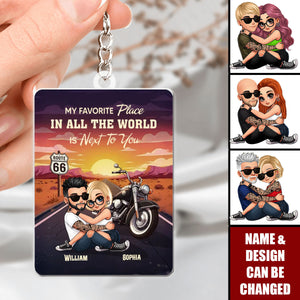 Bikers Couple Riding Partners For Life - Personalized Acrylic Keychain