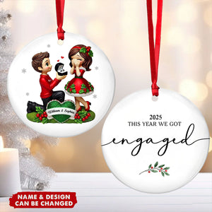 This Year We Got Engaged Personalized Ceramic Ornament