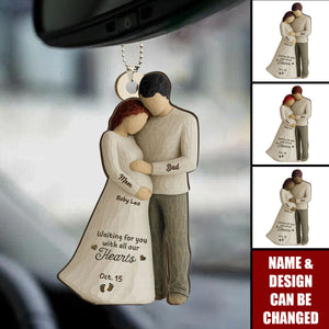 Waiting For You With All Our Hearts Couple Expecting Baby - Personalized Car Ornament