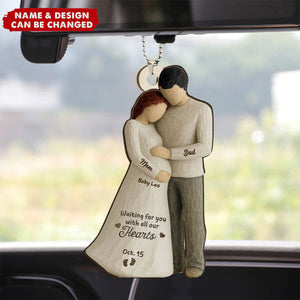 Waiting For You With All Our Hearts Couple Expecting Baby - Personalized Car Ornament
