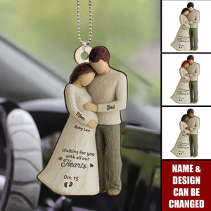 Waiting For You With All Our Hearts Couple Expecting Baby - Personalized Car Ornament