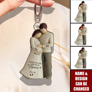 Waiting For You With All Our Hearts Couple Expecting Baby - Personalized Acrylic Keychain