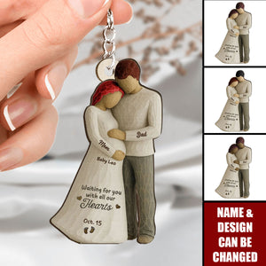 Waiting For You With All Our Hearts Couple Expecting Baby - Personalized Acrylic Keychain