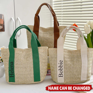 Custom Handwoven Straw Beach Shoulder Bag