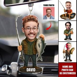 Custom Gifts For Fisherman - Personalized Photo Car Ornament