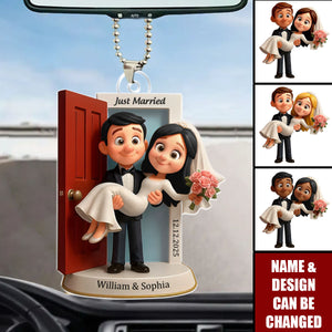 Personalized Our First Car Married Ornament - Custom Wedding Couple Threshold