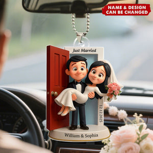 Personalized Our First Car Married Ornament - Custom Wedding Couple Threshold