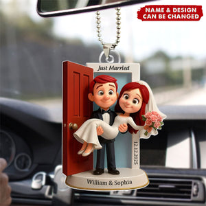 Personalized Our First Car Married Ornament - Custom Wedding Couple Threshold