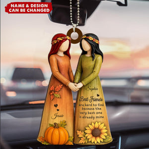 Fall Season Besties Sisters Personalized Acrylic Car Ornament