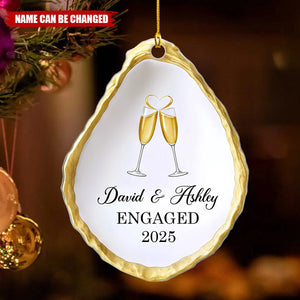 Oyster Shell Shaped Couple Engaged Personalized Acrylic Ornament