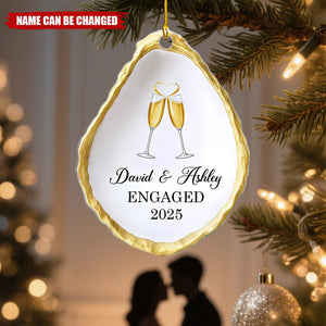 Oyster Shell Shaped Couple Engaged Personalized Acrylic Ornament