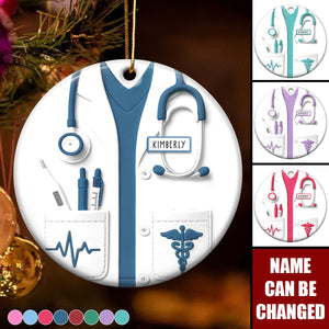 Proud Nurse Custom Scrubs - Personalized Ceramic Ornament