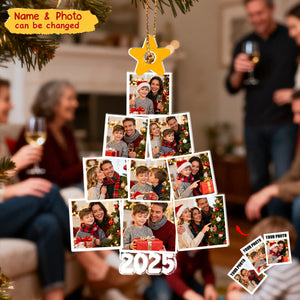 Photo Family Tree Christmas Gift For Family - Personalized Photo Ornament