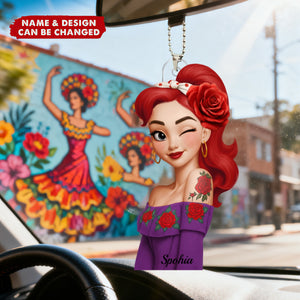 Hispanic Woman Hispanic Month - Personalized Acrylic Car Ornament