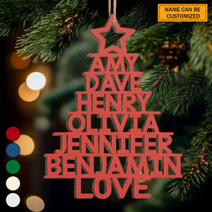 Custom Family Names 2025 Christmas Tree Ornament - Personalized Family Ornament