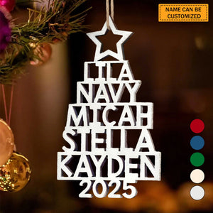 Custom Family Names 2025 Christmas Tree Ornament - Personalized Family Ornament