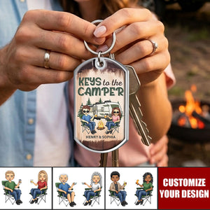 Keys To The Camper - Couple Personalized Stainless Steel Keychain