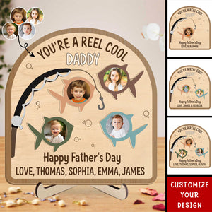 Custom Photo You’re A Reel Keeper - Family Personalized 2-Layered Wooden Plaque, Father's Day Gift For Dad, Grandpa, Fishing Lovers