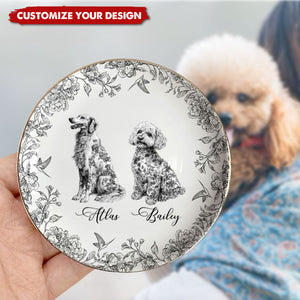 Dog Custom Breeds Chinoiserie Toile De Jouy - Personalized Jewelry Dish
