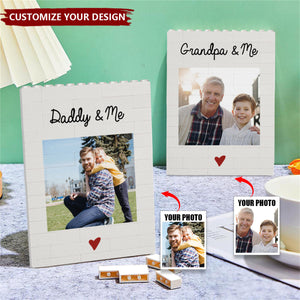 Daddy And Me - Personalized Photo Building Brick Blocks, Father's Day Gift For Dad, Grandpa