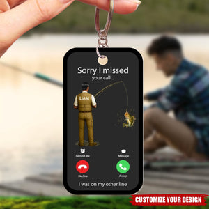 Fishing Calling Personalized Acrylic Keychain, Funny Gift For Fisherman