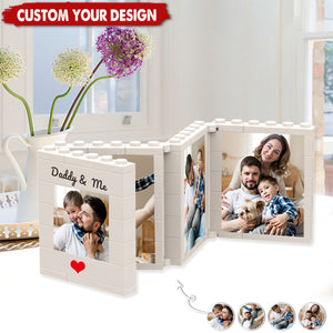 Custom Mini Photo Album Daddy & Me - Personalized Fold-Out Photo Brick Block