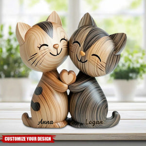 Cute Cat Couple - Personalized Cat Custom Shaped Acrylic Plaque