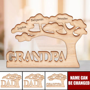 Custom Names Dad Grandpa Tree - Personalized Engraved Wood Plaque
