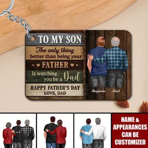 Colored Wood Pallets To My Son From Mom Happy Father's Day Personalized Wooden Keychain