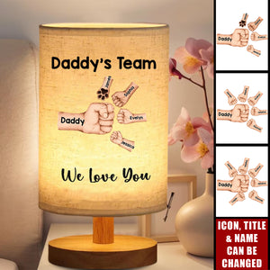 Daddy's Team First Bump - Personalized Father Table Lamp with Wood Base