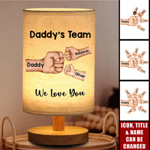 Daddy's Team First Bump - Personalized Father Table Lamp with Wood Base