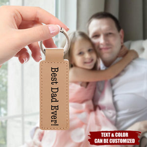 Personalized Engraved Dad Leather Keychain, Father's Day Gift For Dad