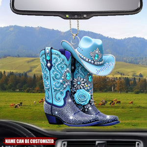 Cowgirl Boots - Personalized Acrylic Car Ornament