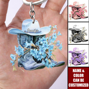Western Cowgirl Boots - Personalized Acrylic Keychain