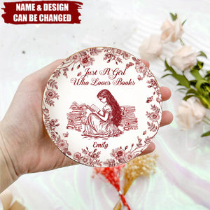 A Girl Who Loves Books Chinoiserie Toile De Jouy - Personalized Jewelry Dish