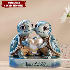 Slow And Steady, Always Together - Couple Personalized Acrylic Plaque, Gift For Husband Wife, Anniversary