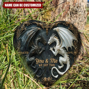 You & Me We Got This - Couple Personalized Dragon Heart Shaped Stone