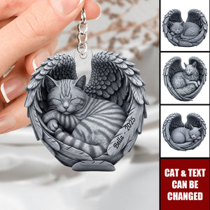 Cat In Heaven - Personalized Acrylic Keychain, Gifts For Cat Lovers