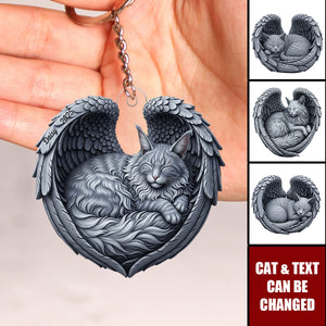 Cat In Heaven - Personalized Acrylic Keychain, Gifts For Cat Lovers