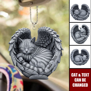 Cat In Heaven - Personalized Car Ornament, Gifts For Cat Lovers