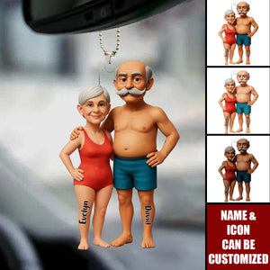 Welcome To Grandma Grandpa Pool - Personalized Acrylic Car Ornament