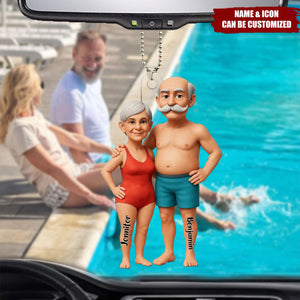 Welcome To Grandma Grandpa Pool - Personalized Acrylic Car Ornament