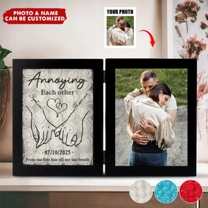 Custom Photo Together Forever - Couple Personalized Double Frame Flower Shadow Box