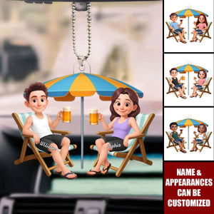 Couple Beach Chair Drinking - Personalized Acrylic Ornament