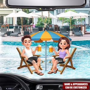 Couple Beach Chair Drinking - Personalized Acrylic Ornament