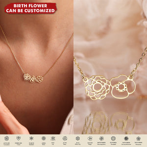 Trendy Dainty Birth Flower Personalized Family Necklace For Mom, Jewelry Gifts