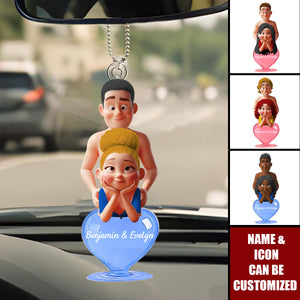 Naughty Couple With Heart - Personalized Acrylic Ornament