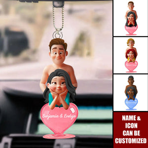 Naughty Couple With Heart - Personalized Acrylic Ornament
