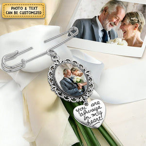 Custom Bridal Flower Bouquet Photo Charm - Personalized Wedding Memorial Pin