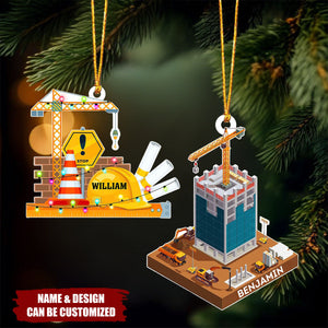 Construction Truck Equipment - Personalized Construction Christmas Ornament